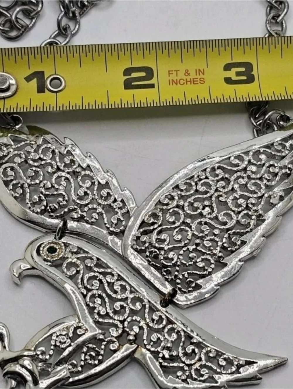 Vintage Silvertone Signed Gold Crown Eagle Necklace Adjustable - Picture 2 of 4